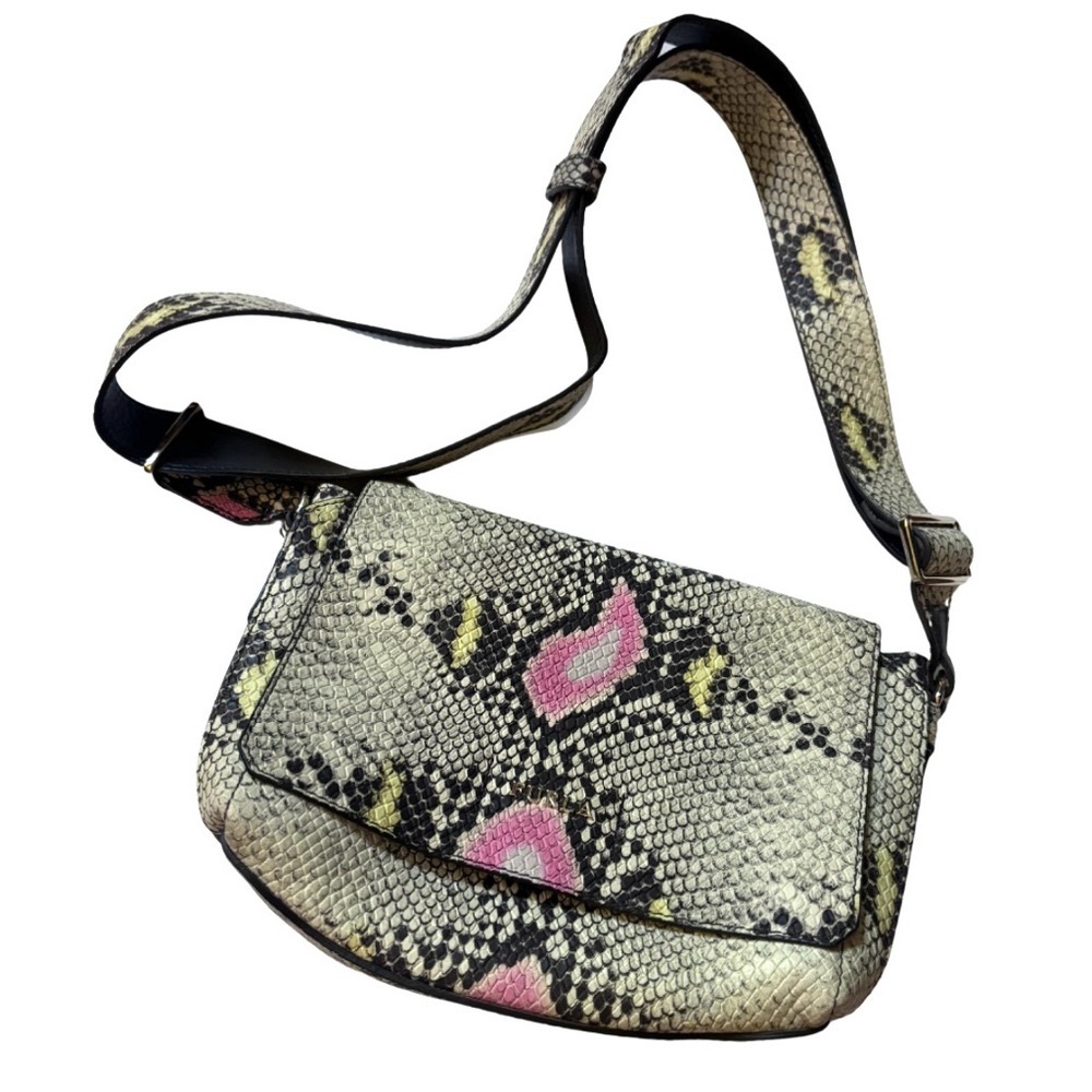 Furla Snakeskin Pink and Yellow Crossbody Bag